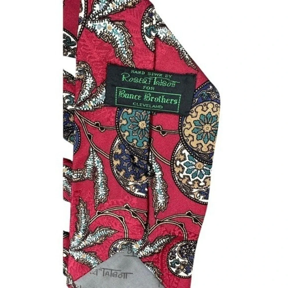 Robert Talbott Silk Tie Red Medallion Paisley Hand Sewn Retro USA Ivy‎ Leauge